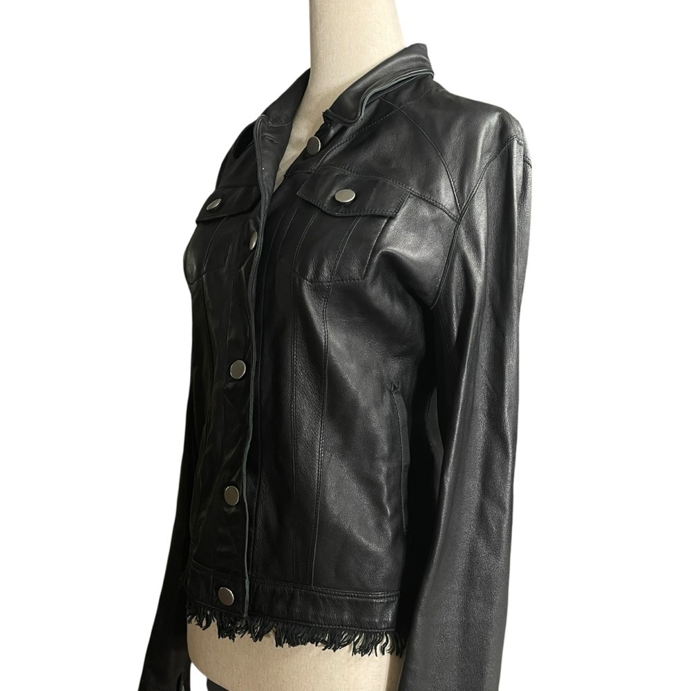 Jakett Alexa Washed Leather Jacket Black Shimmer Size Small - Picture 5 of 16
